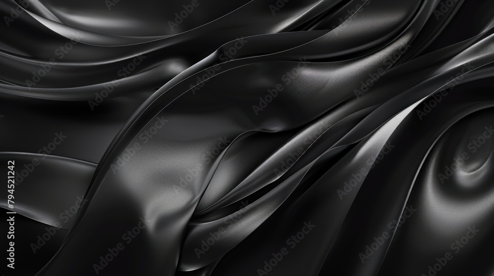 Glossy black gradient wallpaper with black curves, captivating sense of movement background