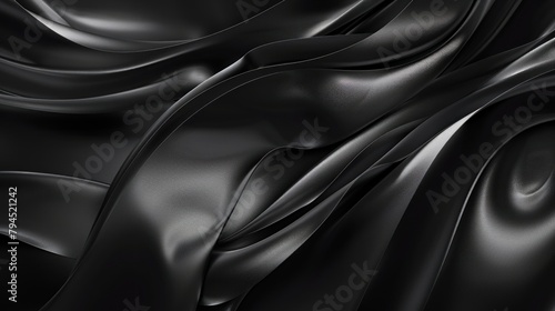 Glossy black gradient wallpaper with black curves, captivating sense of movement background