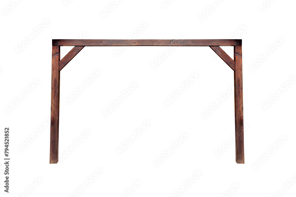 Frame made of wooden beams of the load-bearing wall of a wooden building and children's ball goal - on isolated transparent background. Frame made of wooden beams of the load-bearing wall of a wooden building and children's ball goal - on isolated transparent background.