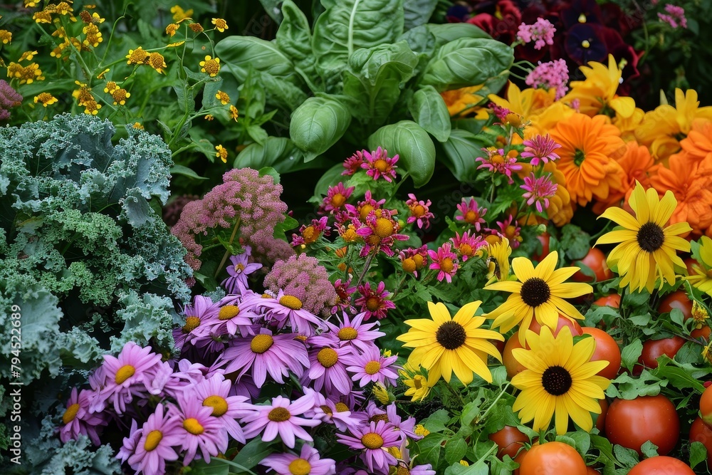 Naklejka premium Vibrant Floral Garden Arrangement