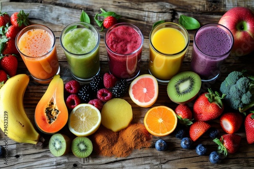 Assortment of Healthy Fruit and Vegetable Smoothies