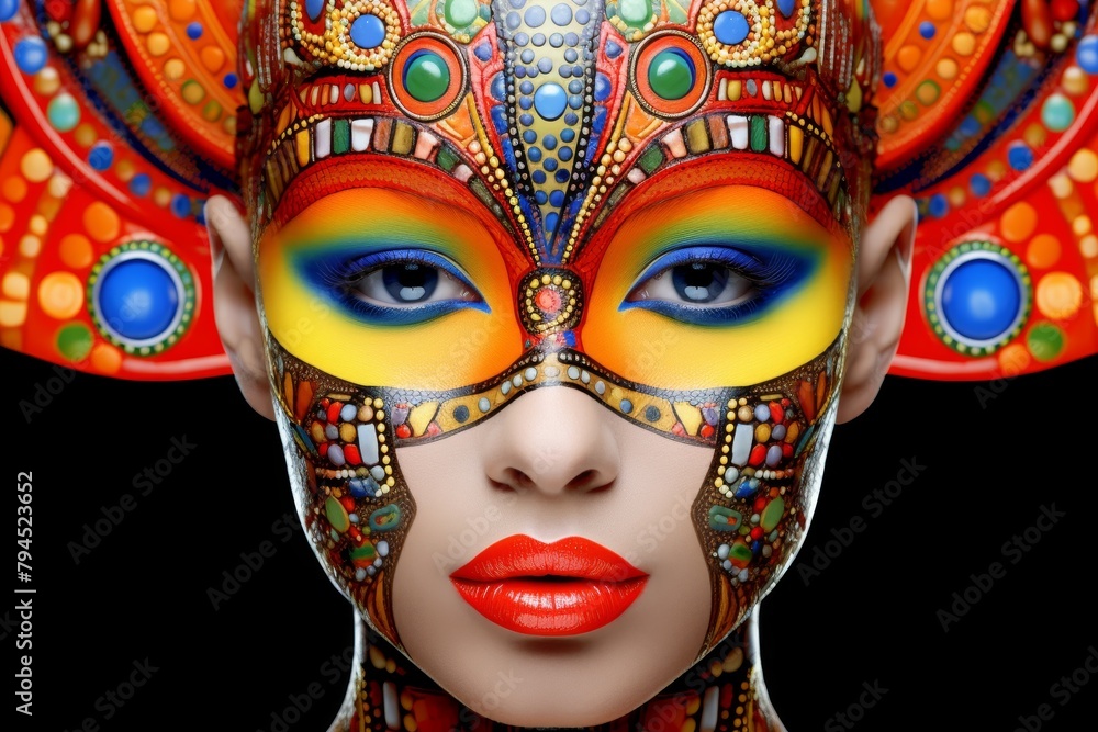Fototapeta premium Vibrant Tribal Mask Makeup