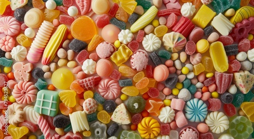 Colorful assortment of candies and sweets photo