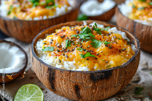 Tropical delight: coconut infused rice dish