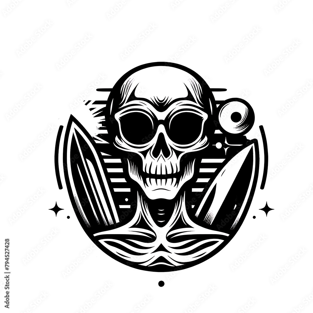 alien surfing logo design template illustration alien surfing logo design template illustration