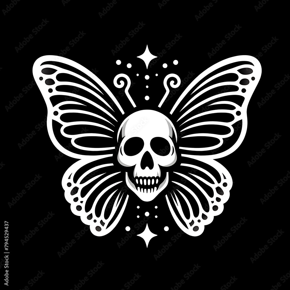 Fototapeta premium illustration design logo a skull butterfly.
