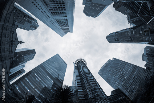 Skyscrapers view from ground, business concept with copy space