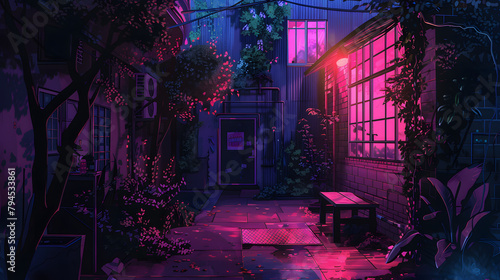 Video background for lofi music. An anime-style colorful dream scene. Cloudy weather. aesthetic views.