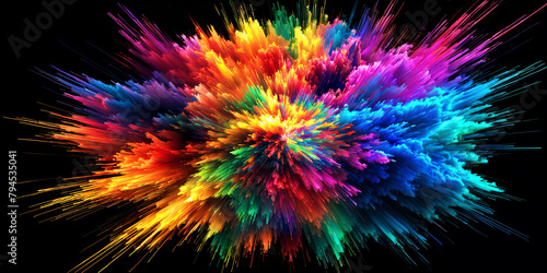 A vibrant explosion of colors, with each color represented by a different line or streak that radiates outward from the center.