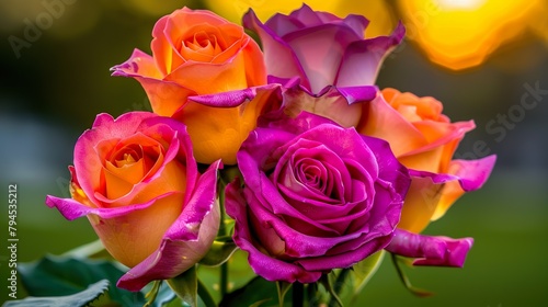 Beautiful Roses Roses in Full Bloom at Golden Hour