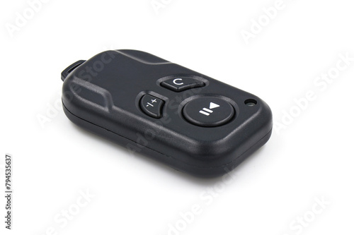 Black remote control on white background. Wireless remote control concept.