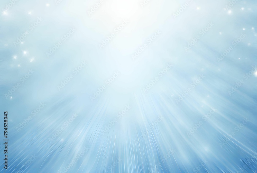 Blue, white abstract background, shining bright white light with stars,  grainy rough texture, empty blue space with white rays, burst of light