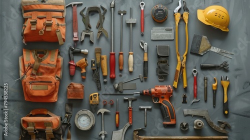 Construction tools and instruments, a concept on the theme of tools