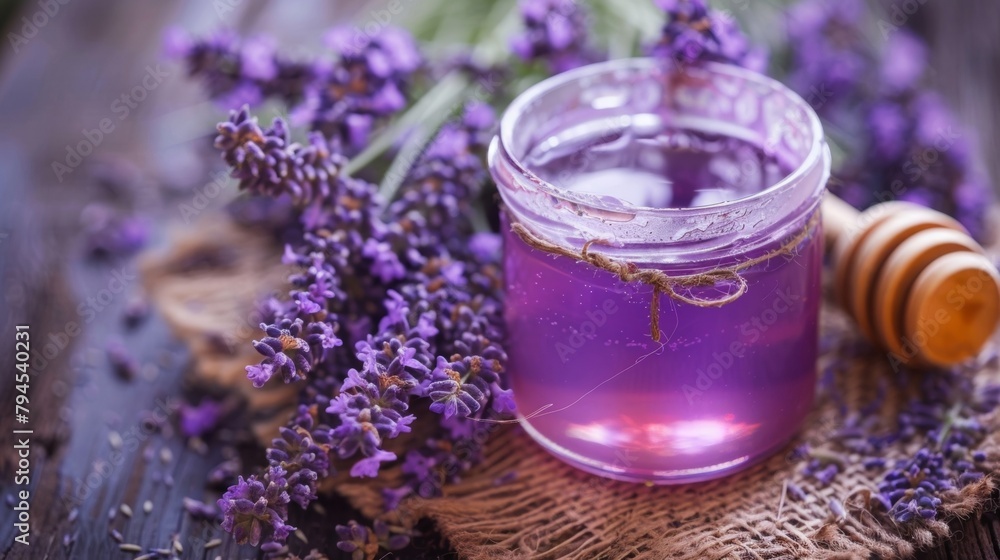 Wake up to a farmfresh breakfast featuring homemade lavenderinfused baked goods and jams. 2d flat cartoon.