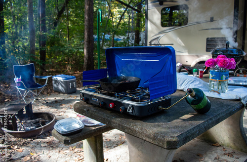 Outdoor cooking at camp