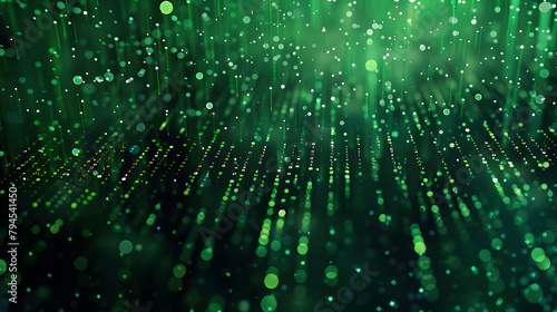 a digital rain of green binary code cascading down a dark black background, with a sense of movement and flow of information, symbolic of the digital age. image for big data concept background