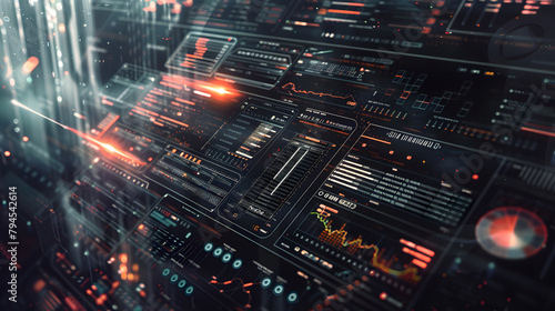 futuristic digital featuring data visualization and holographic elements. a symbol of the digital era, very detailed and realistic. image for digital abstract background