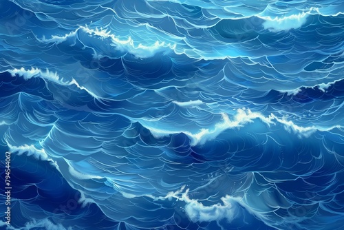 Electric blue waves pattern the liquid azure ocean
