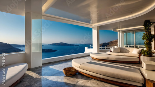 Luxury Hotel Room with pool and sea landscape in Santorini , Greece © Luxury Richland