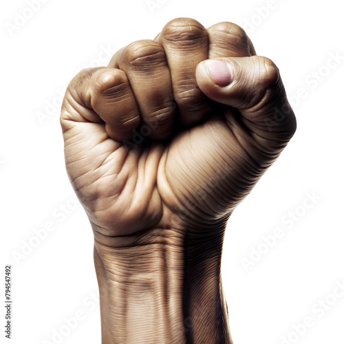 Close-up of a clenched fist showing determination and strength photo