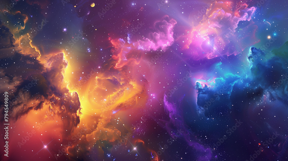 Fototapeta premium Cosmic Wonders: Psychedelic Colorful Galaxies