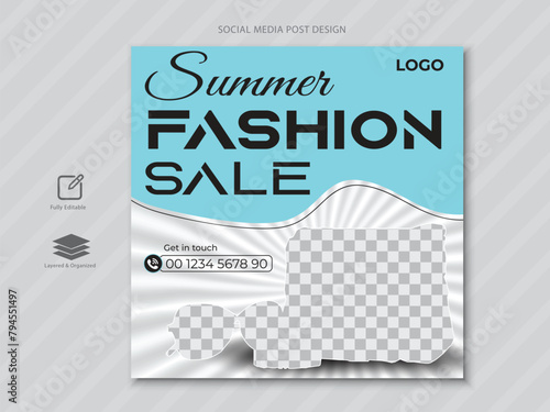 Summer Fashion sale social media post or social media banner template.