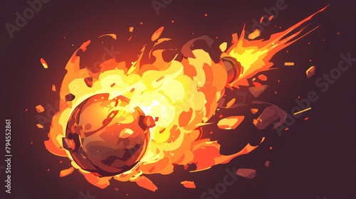 Here s a fiery bomb graphic complete with a sizzling fuse ideal for adding a touch of boldness to your icons stickers or t shirt designs photo