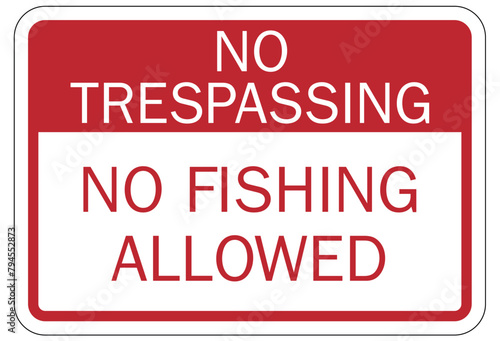 No fishing warning sign no trespassing
