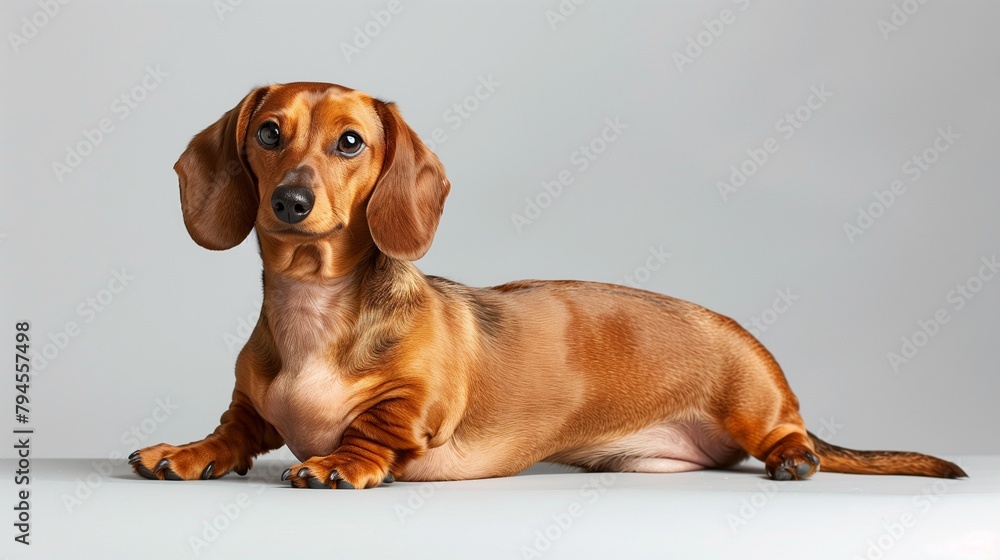 Charming Dachshund Dog Posing on Plain Background, Perfect for Text Addition