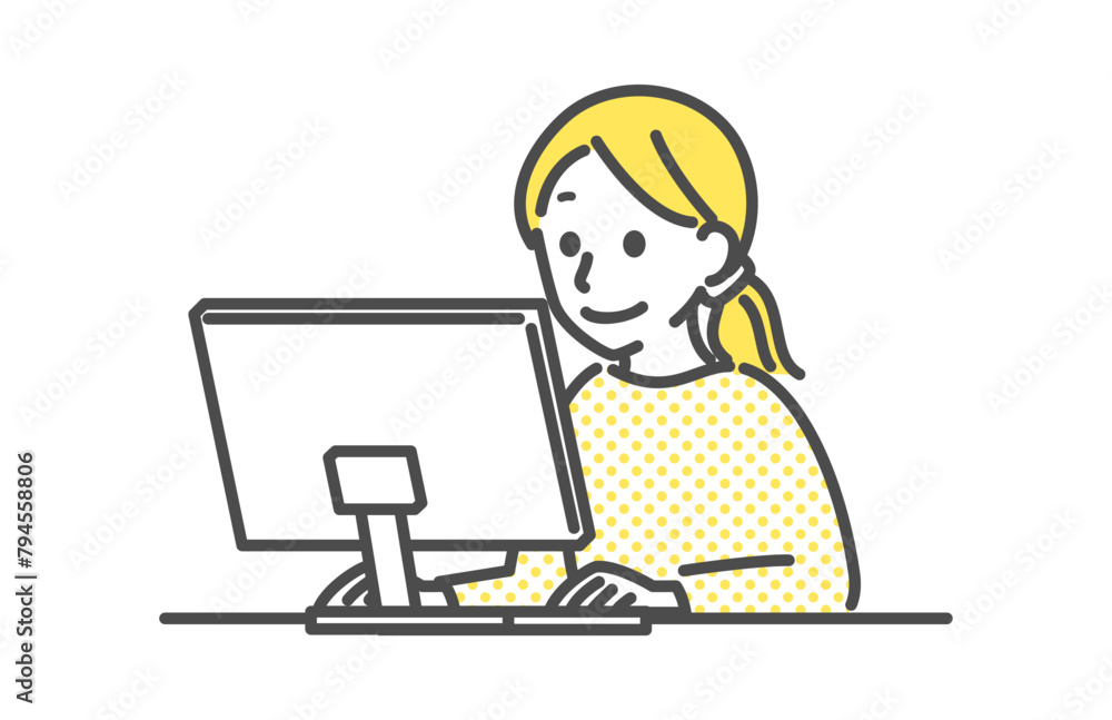 illustration of woman working with laptop illustration of woman working with laptop