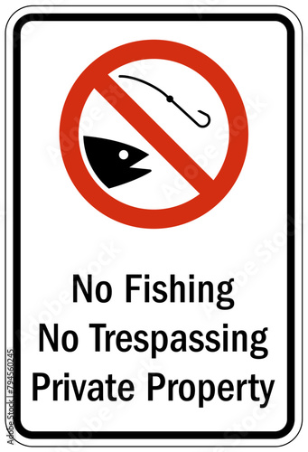 No fishing warning sign no fishing no trespassing private property