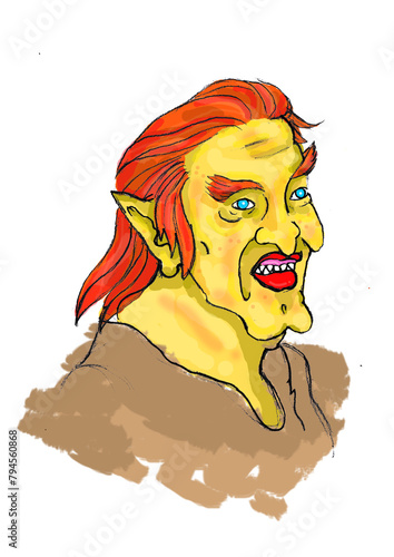 ogre goblin monster yellow redhead scary monster 