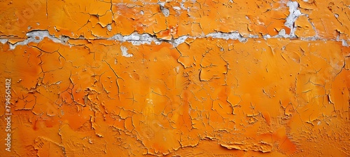 Decaying Orange Wall Texture: A Wide Background of Rustic Elegance with Flaking Paint for Versatile Design Needs © Being Imaginative