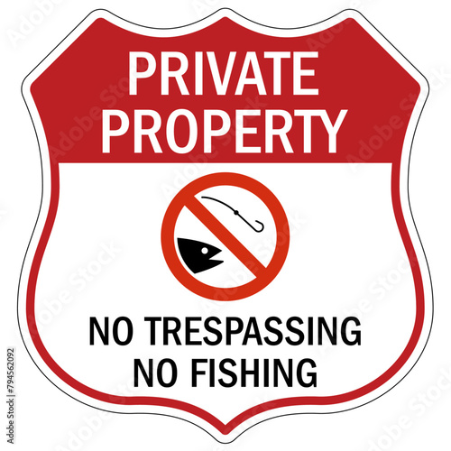 No fishing warning sign private property no trespassing no fishing