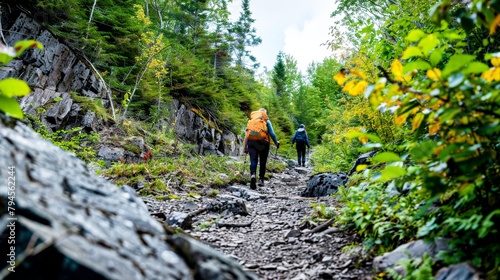 An accessible hiking trail filled with diverse hikers, where every step taken is a testament to resilience and the beauty of nature.