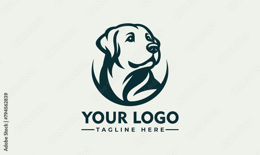 labrador retriever vector logo of a dog head (Labrador Retriever) on white background Pet