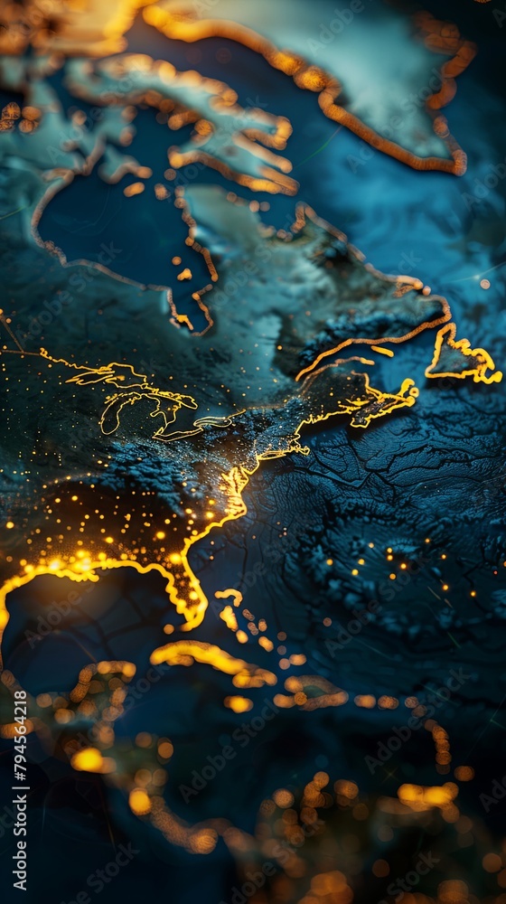 Global Network of Interconnected Commerce on Warm Orange Canvas Global Network of Interconnected Commerce on Warm Orange Canvas