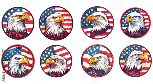 Eagle face with American flag, American bald eagle head with American flag, American Eagle Face Logo, Eagle American flag, American eagle face with USA flag