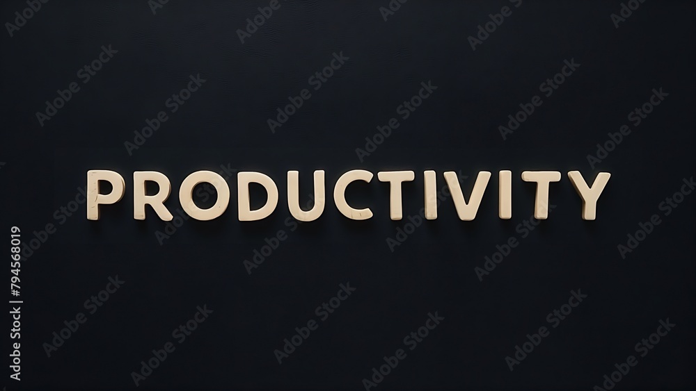 On a black background the word Productivity is written