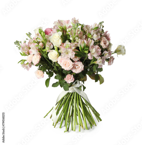 Beautiful bouquet of fresh flowers isolated on white © New Africa