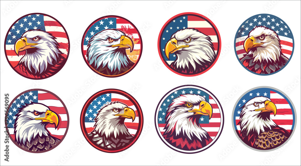 Eagle face with American flag, American bald eagle head with American flag, American Eagle Face Logo, Eagle American flag, American eagle face with USA flag