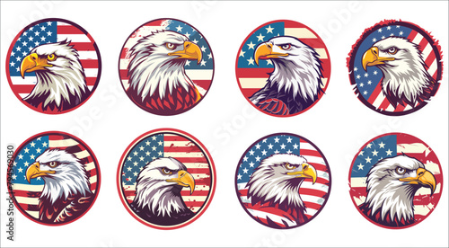 Eagle face with American flag, American bald eagle head with American flag, American Eagle Face Logo, Eagle American flag, American eagle face with USA flag