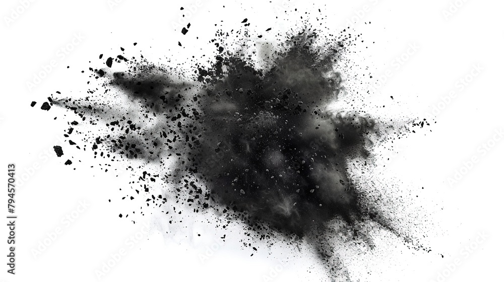 Black Powder Dust Explosion Splash Isolated on White Background - Holi Paint
Black Powder Dust Explosion Splash Isolated on White Background - Holi Paint