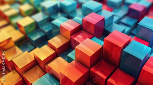Create a 3D abstract pattern with cute pixelated graphics  AI generated illustration