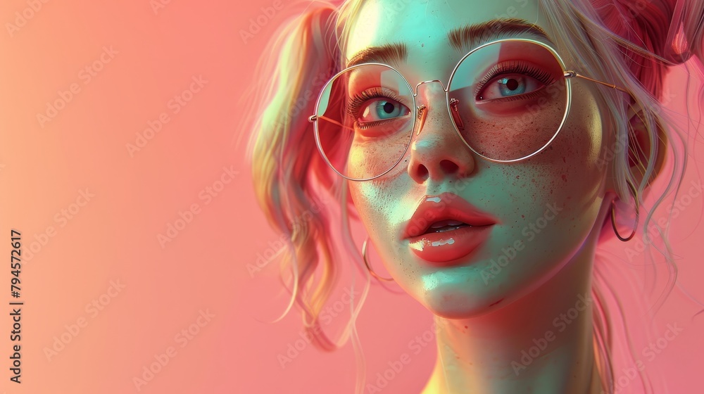 Cute and quirky 3D render of a hot babe girl  AI generated illustration