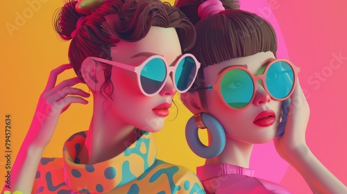 Cute and quirky illustrations of social media influencers in a vibrant 3D style  AI generated illustration