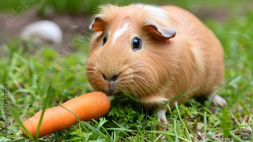 Cute guinea pig munching on a carrot AI generated illustration