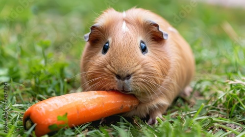 Cute guinea pig munching on a carrot AI generated illustration