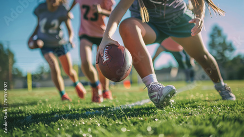 Portrait of a female high school flag football player