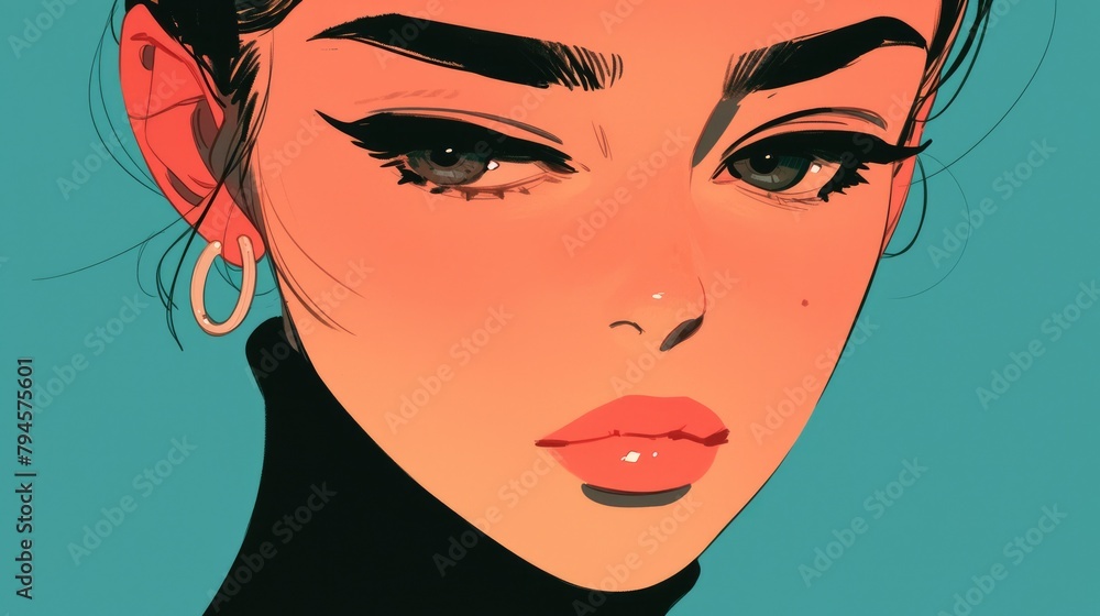 A cartoon portraying a woman s face A cartoon portraying a woman s face